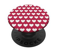 Hearts Pattern White And Red, Valentine PopSockets Adhesive PopGrip