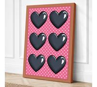 Hearts & Polka Dots Retro Canvas Wall Art Print 18x12 Inch | Ready to Hang, Gallery Wrapped, Fade-Resistant Inks, Securely Packaged, UK Made