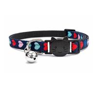 Hearts Print Cat Collars with Bell. Quick Safety Release Breakaway Buckle. Available in Cat & Kitten Size | Zacal Cat Collars (Red, Pink, Turquoise Hearts)