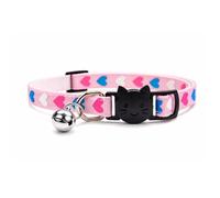 Hearts Print Kitten Collars with Bell. Quick Safety Release Breakaway Buckle. Available in Cat & Kitten Size | Zacal Cat Collars (Red, White, Pink Hearts)