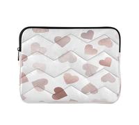 Hearts Rose Gold White Laptop Bag Case, Waterproof 15.6 Laptop Case for Women
