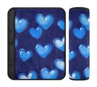 Hearts Royal Blue 2 Pack Shoulder Strap pad, Stop seat Belt Cutting into Neck, Seatbelt Covers for Women for Sedan Truck Truck 10x7.7 in Protector para cinturón de carro