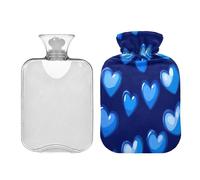Hearts Royal Blue Cute hot Water Bottle with Soft Cover 2L hot Compress for Hot and Cold Therapies Hot and Cold Therapies compresas calientes para el vientre