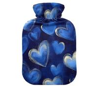 Hearts Royal Blue Cute hot Water Bottle with Soft Cover, 2L Water Bottle Bag for Pain Relief,Pain Relief,compresas calientes para el vientre