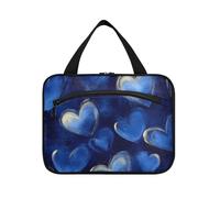 Hearts Royal Blue Hanging Travel Cosmetic Bag with Hook, Designer Unisex Hanging Toiletry Bags for dad Hotel Porta cosmeticos Mujer para cartera L