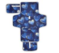 Hearts Royal Blue Reusable Diaper Change pad with Tissue Pocket Waterproof Pads for Baby Lightweight & Foldable Changing Station cambiador de pa?ales para Bebes
