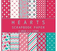 Hearts Scrapbook Paper: 20 Unique 8 x 8" Double Sided Designs, Valentine Patterns Paper Pack Including Love Arrow, Chevron, and Stripes in Turquoise & Pink Colors