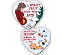 Heart's Sign 2-in-1 Ceramic Bumps First Christmas Bauble 2025 | Baby On The Way Bauble | Christmas Pregnancy Announcement Bauble 2025 | Mum to Be Bauble | Grandparents Christmas Bauble Gifts
