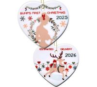 Heart's Sign 2-in-1 Ceramic Expecing Mum Christmas Bauble 2025 | Bumps First Christmas Bauble 2025 | Mum to Be Bauble | Expecting Parents Bauble 2025