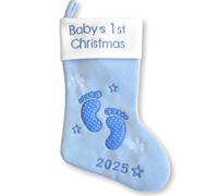 Heart's Sign Babys First Christmas Stocking 2025 Baby First Steps Christmas Decor | My First Christmas Decor Bauble 2025 | Newborwn Xmas Decor (Azure)