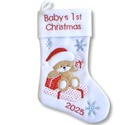 Heart's Sign Babys First Christmas Stocking 2025 | My First Christmas Stockings (White)