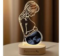 Heart's Sign Glowing Light Up Photo Frames Ultrasound Picture Frame Baby Scan Photo Frames Acrylic Frame with Wooden Base for New Mum To Be | Unique Sonogram Gifts(Single Color)