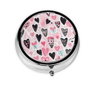 Hearts Small Pill Box 3 Compartment Portable Pill Box for Purse Pocket Valentine Love Mini Medicine Organiser for Daily Vitamin Fish Oil Storage