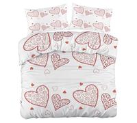 Hearts Super King Size Duvet Cover Sets, Vintage Romantic Style Bedding Set, 1 Soft and Comfortable Microfiber Quilt Cover and 2 Pillowcases 50×75, for Room Decor A646