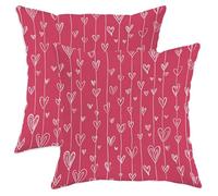 Hearts Throw Pillow Covers Set of 2, Modern Playful Stems Lines Valentine's Peach with Hidden Zipper Couch Pillow Covers for Home Bedroom Living Room Sofa Couch Decor 26x26 Inch