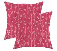 Hearts Throw Pillow Covers Set of 2, Modern Playful Stems Lines Valentine's Peach with Hidden Zipper Cushion Covers Pillow for Living Room Bedroom Loft Office Car Decor 12x12 Inch