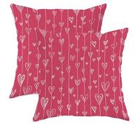 Hearts Throw Pillow Covers Set of 2, Modern Playful Stems Lines Valentine's Peach with Hidden Zipper Square Pillow Cases for Living Room Apartment Bed Sofa Decor 18x18 Inch