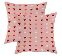 Hearts Throw Pillow Covers Set of 2, Romantic Playful Strings Lines Valentine Peach Soft Velvet Washable Cover Decorative Pillows for Living Room Bedroom Loft Office Car Decor 26x26 Inch