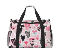 Hearts Travel Duffle Bag Valentine Love Gym Overnight Weekender Bag for Men Women Lightweight Carry On Luggage for Workout Holiday