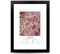 Hearts Tynecastle Park Stadium Map Minimalist A4/A3 Poster Photo Print Framed Gift Football Fan Wall Art Heart Of Midlothian (A4 Framed & Mounted)