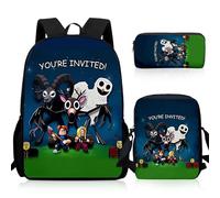 Heartsking 99-night School Backpack Set 3-Piece Set with Waterproof School Bag Crossbody Bag and Pencil Case Suitable as a Learning Camping Travel and Birthday Gift for Boys Girls Teenager