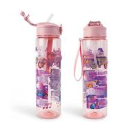 Heartsking K Pop Water Bottle for Girls, Pink Reusable Plastic Water Bottle with Straw for Sports and Travel Drinkware Merch Gift for Girls Fans Teens Party Birthday