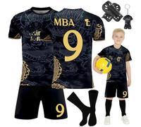 Heartsking Kids Football kit, #9 Home Away Soccer Jerseys Football Kits for Kids Boys Girls Training Shirts Shorts Socks Guard Plate Keychain Bracelets and Bandages, Gifts for Children
