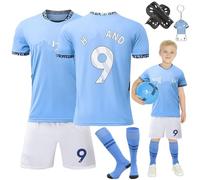 Heartsking Kids Football kit, #9 Home Away Soccer Jerseys Football Kits for Kids Boys GirlsTraining Shirts Shorts Socks Guard Plate Keychain Bracelets and Bandages, Gifts for Children