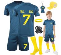 Heartsking Kids Football kit, Home Away Soccer Jerseys Football Kits for Kids Boys Girls, Football Training Shirts Shorts Socks Guard Plate Keychain Bracelets and Bandages, Gifts for Children