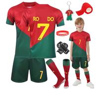 Heartsking Kids Football kit, Home Away Soccer Jerseys Football Kits for Kids Boys Girls, Football Training Shirts Shorts Socks Guard Plate Keychain Bracelets and Bandages, Gifts for Children