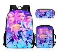 Heartsking Kpop School Backpack 3-Piece Set with Waterproof Kpop School Bag Crossbody Bag and Pencil Case Suitable as a Learning Camping Travel Birthday Gift and Stationery Set for Girls