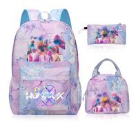 Heartsking Kpop School Backpack 3-Piece Set with Waterproof Kpop School Bag Lunch Bag and Pencil Case Suitable as a Learning Camping Travel Birthday Gift and Stationery Set for Girls 10