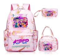 Heartsking Kpop School Backpack 3-Piece Set with Waterproof Kpop School Bag Lunch Bag and Pencil Case Suitable as a Learning Camping Travel Birthday Gift and Stationery Set for Girls 7