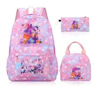 Heartsking Kpop School Backpack 3-Piece Set with Waterproof Kpop School Bag Lunch Bag and Pencil Case Suitable as a Learning Camping Travel Birthday Gift and Stationery Set for Girls 9