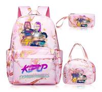 Heartsking Kpop School Backpack 3-Piece Set with Waterproof Kpop School Bag Lunch Bag and Pencil Case Suitable as a Learning Camping Travel Birthday Gift and Stationery Set for Girls 8
