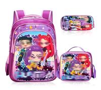 Heartsking Kpop School Backpack 3-Piece Set with Waterproof Kpop School Bag Lunch Bag and Pencil Case Suitable as a Learning Camping Travel Birthday Gift and Stationery Set for Girls