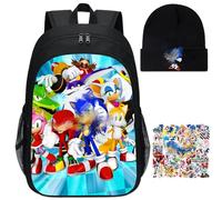 Heartsking Soni School Bag, Cool School Backpack, Lightweight School Bag Boys Girls, Kids Cartoon Backpack Set with Hat, Stickers for Days Out Rucksack Casual Travel Vacation Bag