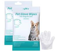 HeartSync 12 Pcs of Pet Cleaning Gloves, Disposable Grooming Wipes Gloves for Dogs and Cats-Thickened, Deodorant and Non-allergic Fur, Face, Paws, Ears and Daily Care