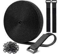 HeartSync 5m Adjustable Velcro Cable Straps with 25 Clips, Cut-to-Length Reusable Cable Ties for Cable Management and Storage, Hook-and-Loop Fastening Straps for Cable Tidy, 2cm Wide