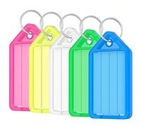 HeartSync Plastic Key Tags with Labels, 20 Pack Durable Key Identifiers with Transparent Covers and Split Rings for Easy Organisation, 5 Colours