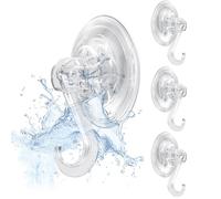 HeartSync Suction Hooks 4 Packs,Strong Vacuum Cup Hangers for Front Door Wreaths,Bathroom Window & Glass,Clear and Reusable,3KG Hold Capacity
