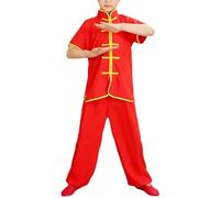 HEARTTOUCH Tracksuits Kids Kung Fu Uniform Chinese Martial Arts Clothing Sets Boys Girls Traditional Tai Chi Wushu Performance Costumes Sportswear, A red, 150 cm