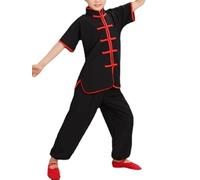 HEARTTOUCH Tracksuits Kids Kung Fu Uniform Chinese Martial Arts Clothing Sets Boys Girls Traditional Tai Chi Wushu Performance Costumes Sportswear, A Black, 160 cm