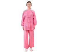 HEARTTOUCH Unisex Adult Tai Chi Suit Kung Fu Costume Wing Chun Clothing Long Sleeves Chinese Wushu Morning Exercise Uniform, Pink, XL