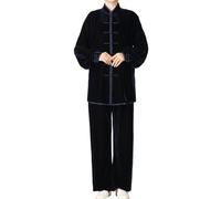HEARTTOUCH Unisex Velvet Tai Chi Uniform Chinese Traditional Kung Fu Clothes Tang Suit Qi Gong Martial Arts Shaolin Costume, Dark Blue, XXXL