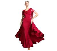 HEARTTOUCH Women Modern Waltz Tango Dance Costume Ballroom Dance Dress Lace Sleeve National Standard Competition Costume