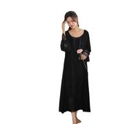 HEARTTOUCH Women's Mesh Victorian Nightgown Princess Nightdress Nightgowns Long Sleeve Sleep Dress Loungewear M-XL, Black, Large