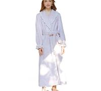 HEARTTOUCHWomen's Flannel Victorian Nightgown Vintage Velvet Warm Robe Soft Fleece Bathrobe with Shawl Collar Two Pockets, Purple, Large