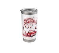 Heartwarming Cardinal with Red Vintage Truck Under Tree Stainless Steel Insulated Tumbler