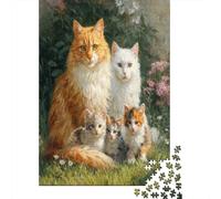 Heartwarming Cat Family Portraits Jigsaw Puzzles for Adults And Kids. 1000 Pieces Whimsical Challenge Toy Educational Game Home Decor 38x26cm/1000pcs